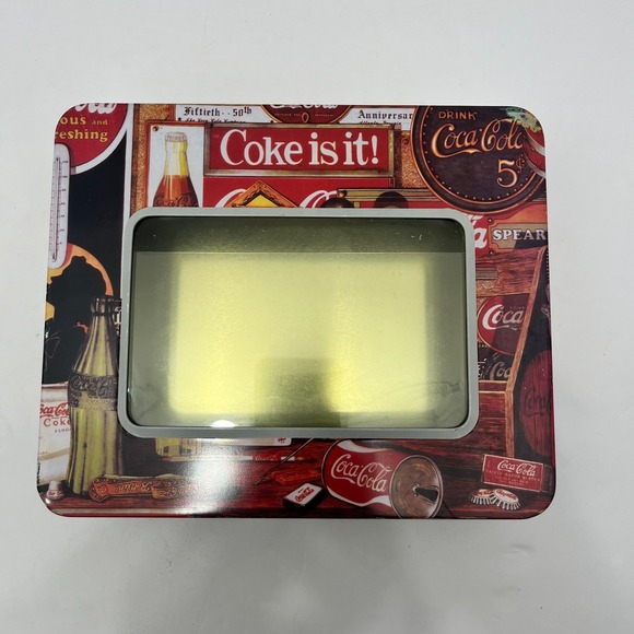 Coca-Cola Other - Vtg Coca-Cola 50th Anniversary Advertising Collectible Tin Photo Box W/ Window